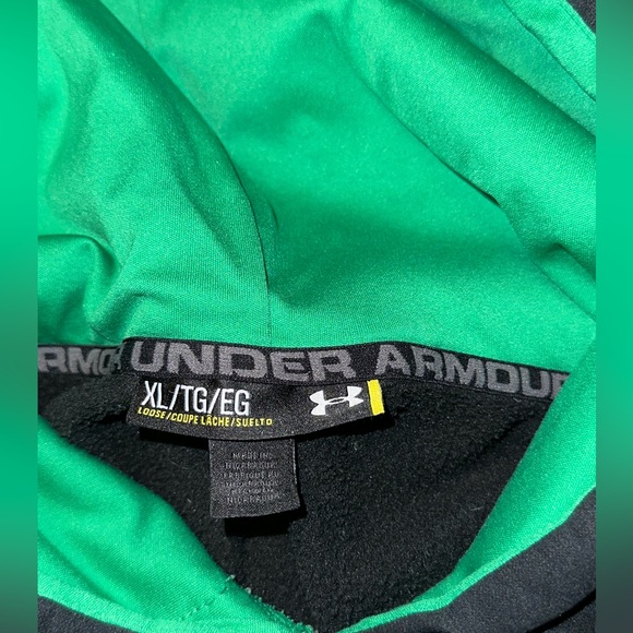Mens Under Armour Black Green/Gray Hooded Sweatshirt Loose Fit Storm Size XL - Picture 8 of 13